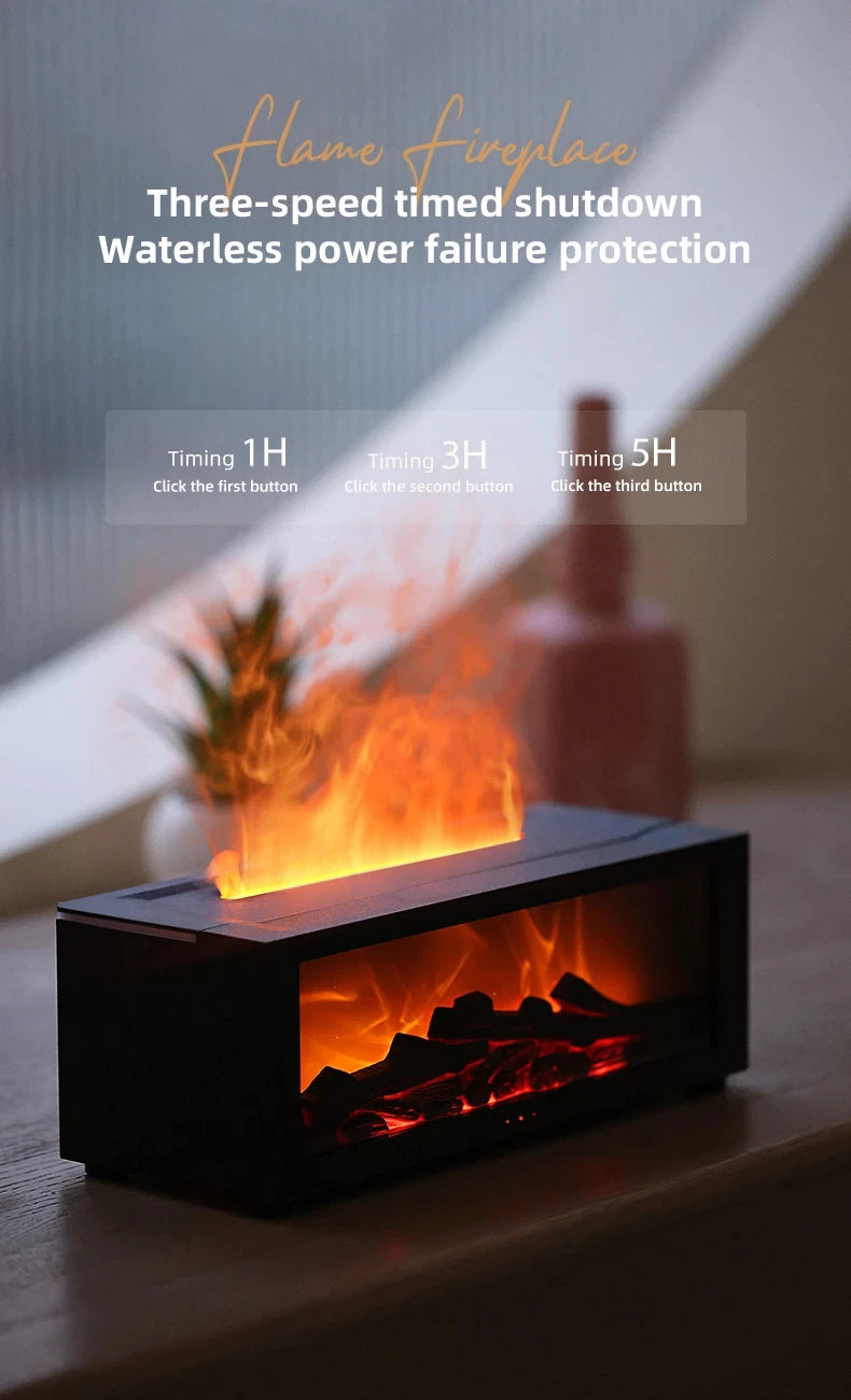 Fireplace Aroma Humidifier – Colorful Flame Air Diffuser with Timer and Remote