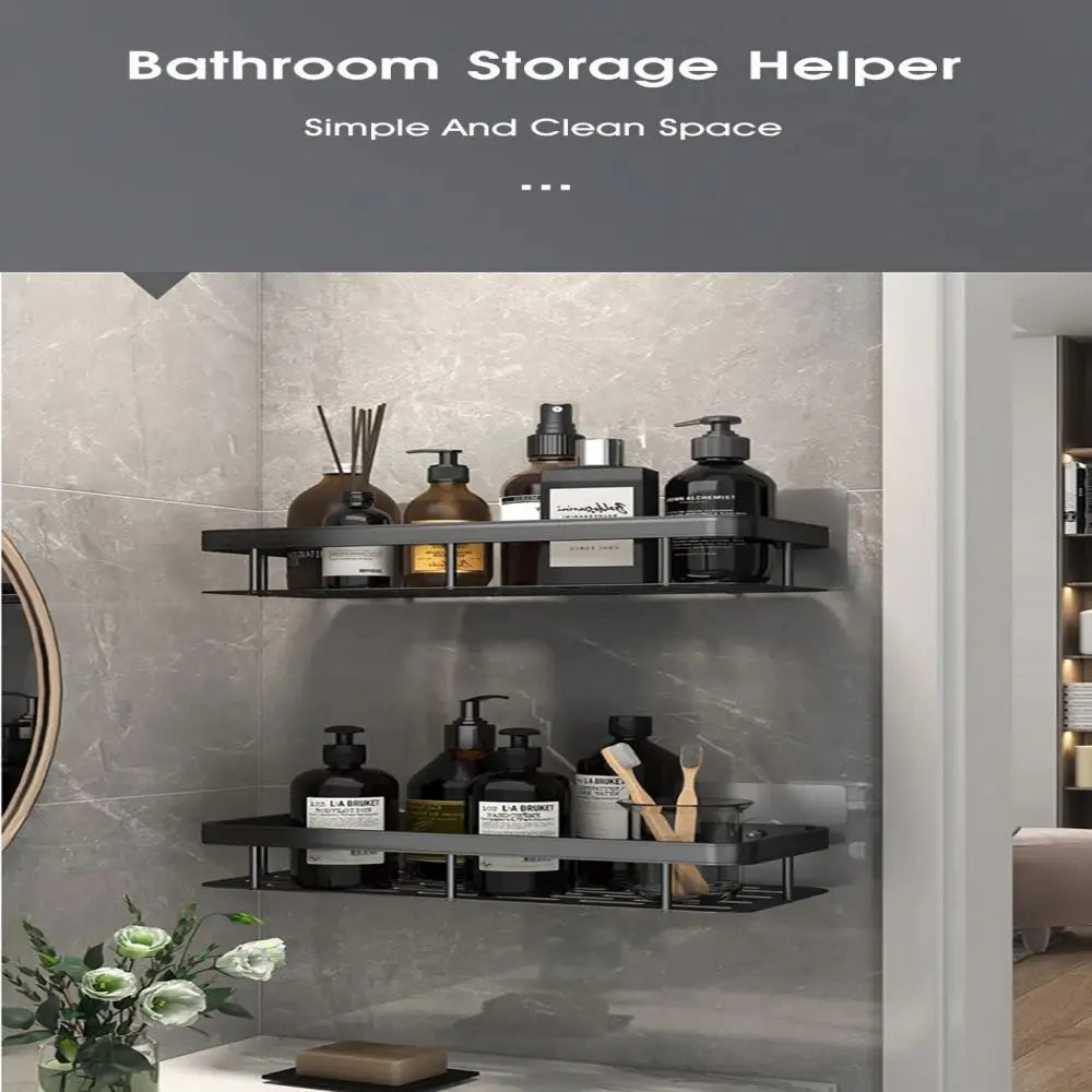 Wall-Mounted Corner Shelf – Space Aluminum Bathroom Organizer