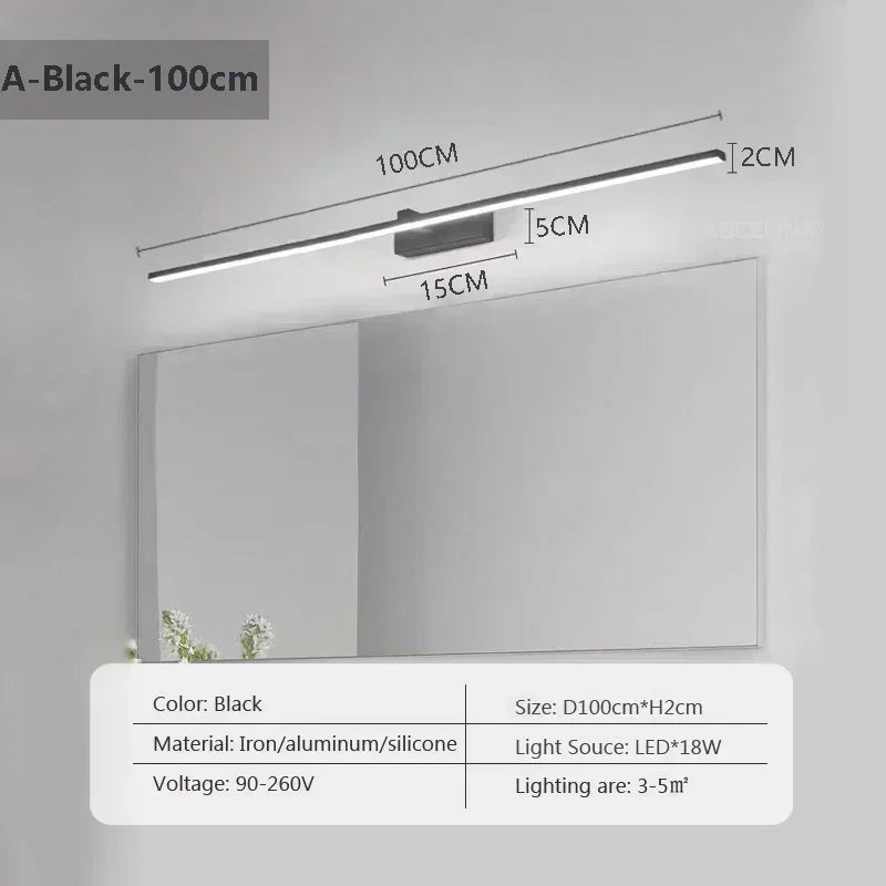 Modern LED Wall Lamp – Long Strip Light for Bedroom & Bathroom