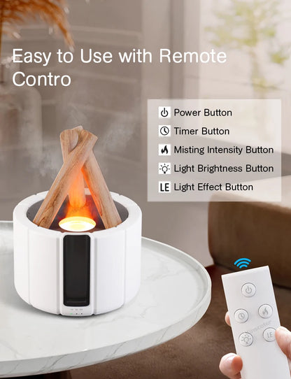 KINSCOTER Campfire Aroma Diffuser – Ultrasonic Humidifier with Flame Effect