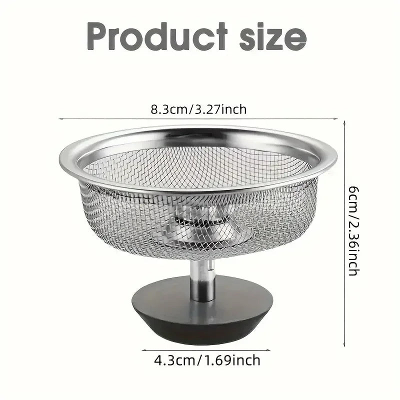 Kitchen Sink Strainer with Handle & Stopper – Stainless Steel Waste Filter