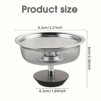 Kitchen Sink Strainer with Handle & Stopper – Stainless Steel Waste Filter