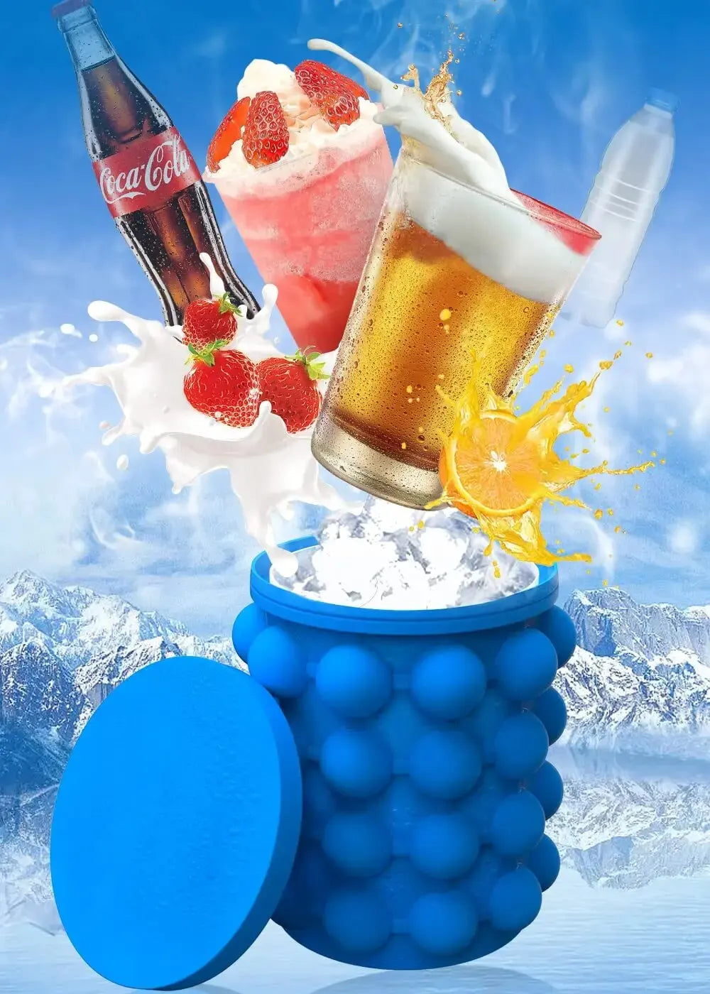Silicone Ice Bucket & Maker – 2-in-1 Ice Cube Tray, Portable and Eco-friendly - iHeimly