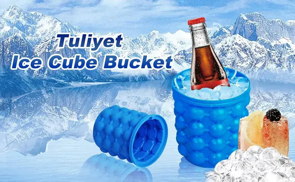 Silicone Ice Bucket & Maker – 2-in-1 Ice Cube Tray, Portable and Eco-friendly - iHeimly