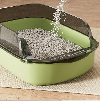 Open Cat Litter Box – Semi-Enclosed Splashproof Pet Toilet