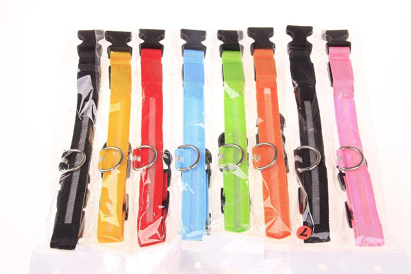 Nylon LED Dog Collar – Glow in the Dark Night Safety - iHeimly