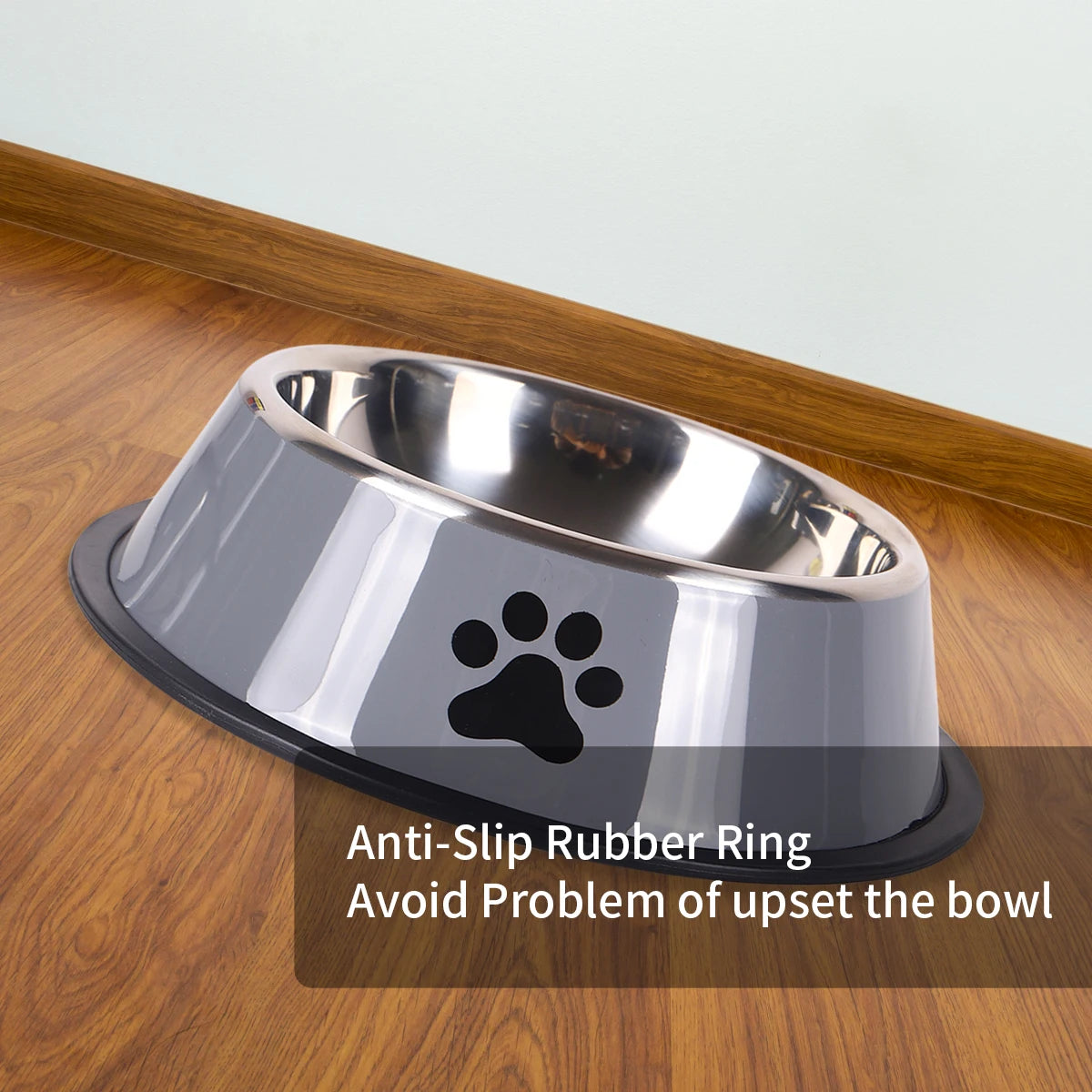 Stainless Steel Pet Bowl with Rubber Bottom