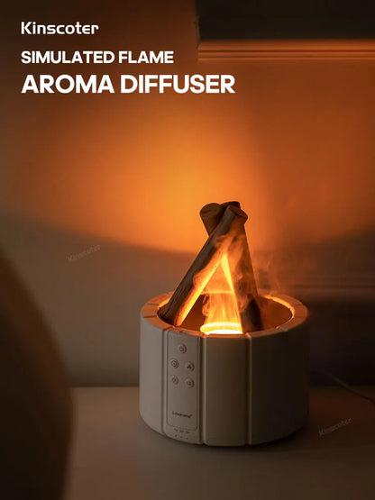 KINSCOTER Campfire Aroma Diffuser – Ultrasonic Humidifier with Flame Effect