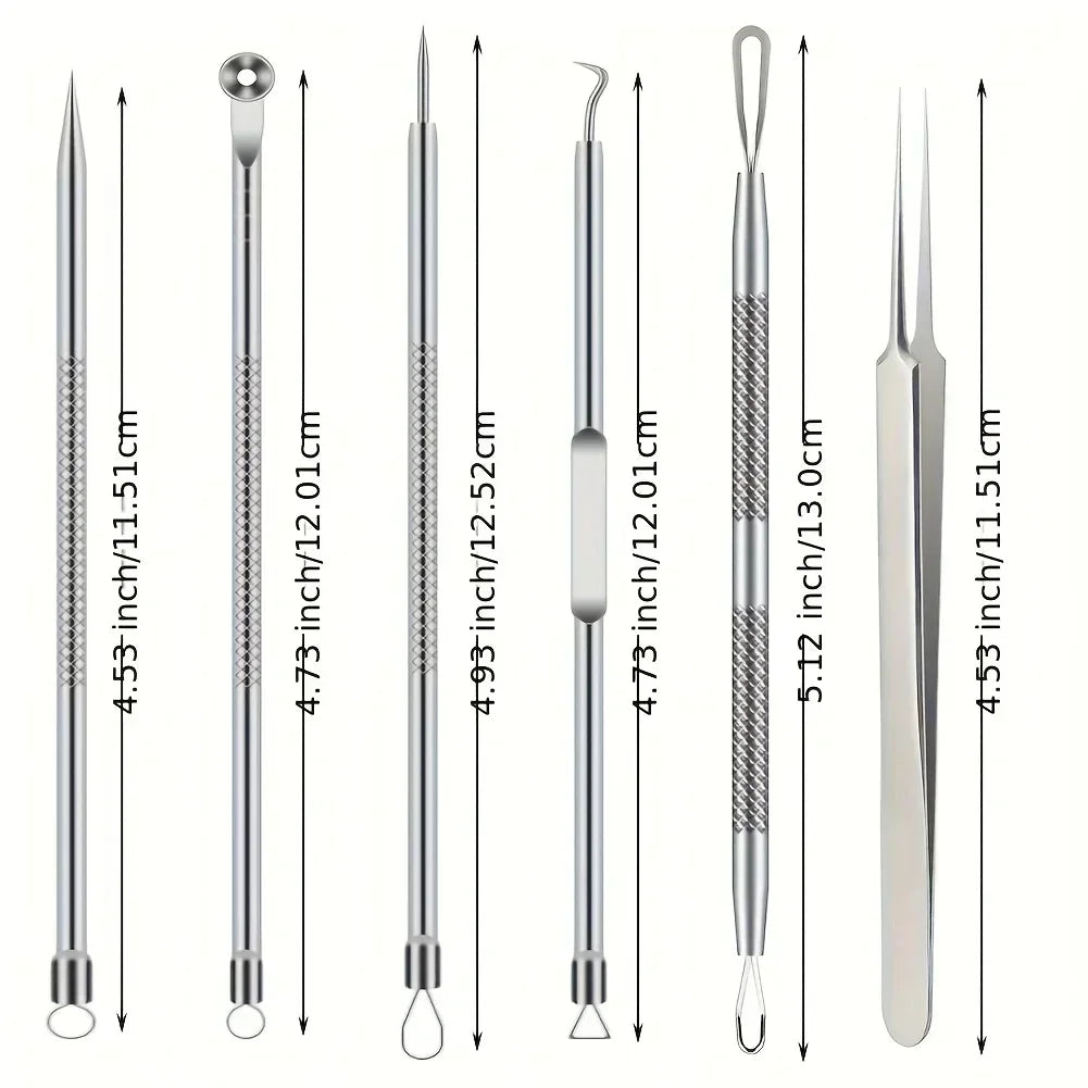 6Pcs Ultra-Precise Pimple Tweezers Set – Acne & Blackhead Removal Tool