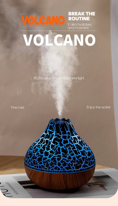 300ml Volcano USB Air Humidifier – Water Mist Diffuser with 7 Color Night Light