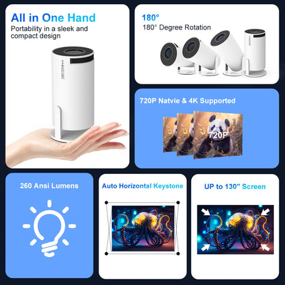 Magcubic Android 11 4K 1280x720P Projector – Portable WiFi 260 ANSI