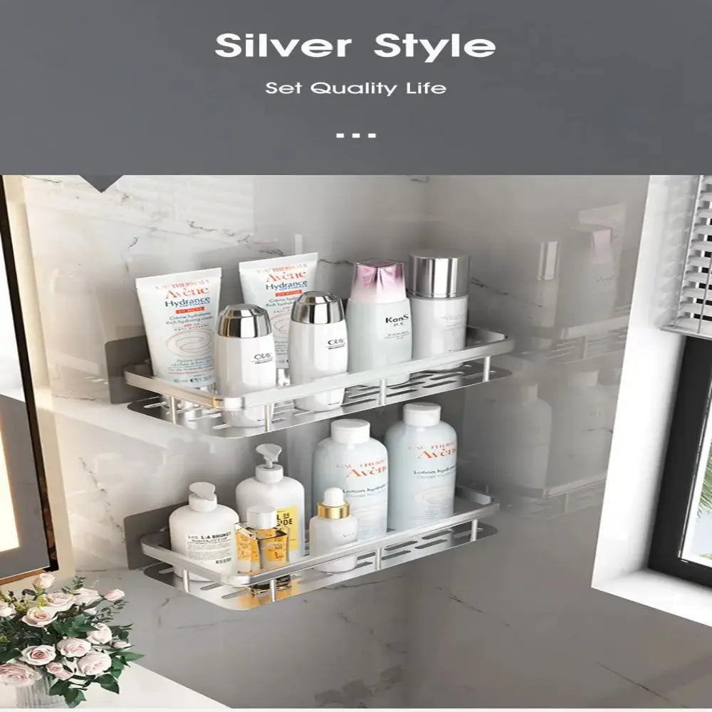 Wall-Mounted Corner Shelf – Space Aluminum Bathroom Organizer