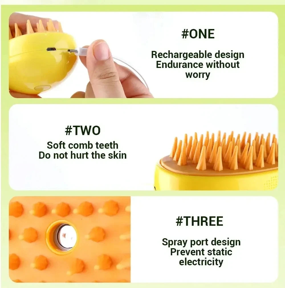 3-in-1 Electric Pet Grooming Comb – USB Charging, Hair Removal & Massage