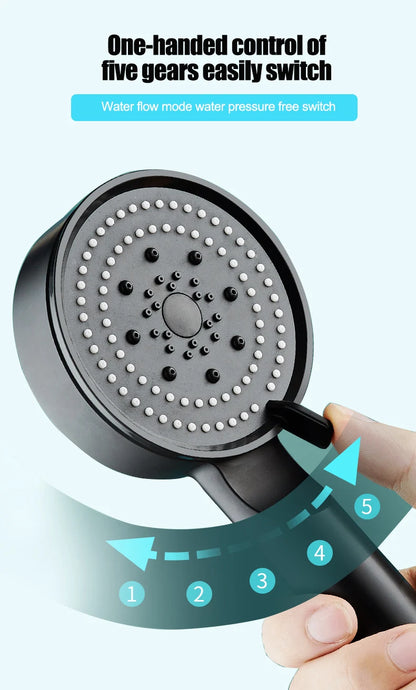 5-Mode Adjustable Rain Shower Head – High Pressure & Water Saving