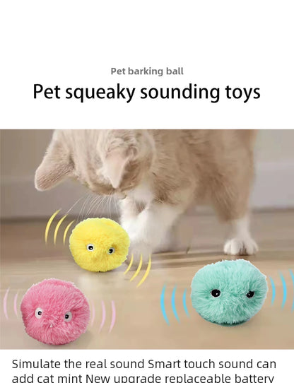 Interactive Sounding Cat Toy Ball – Plush, Battery-Operated, Squeak Toy