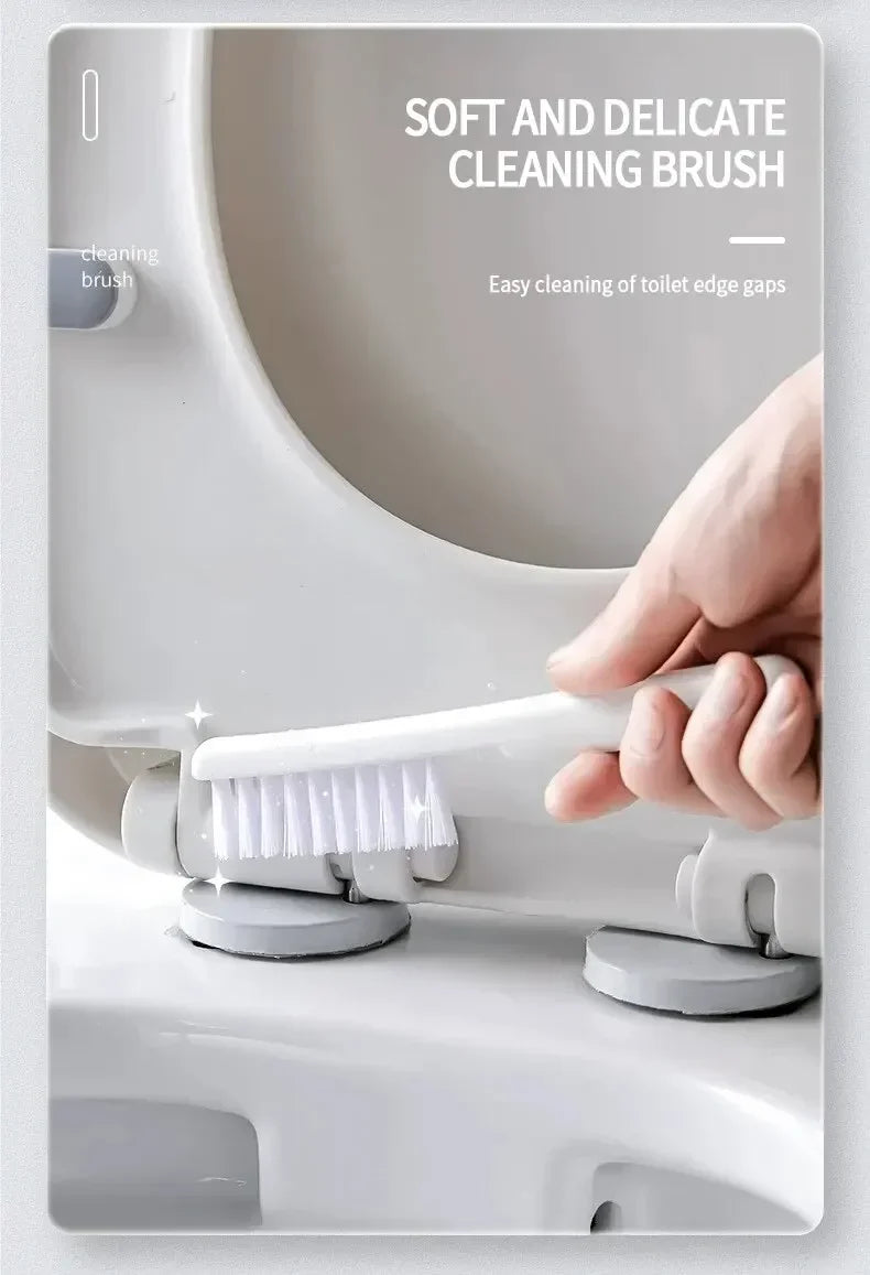 Wall Hanging Toilet Brush Holder – Long Handled Silicone Bristles for Easy Cleaning