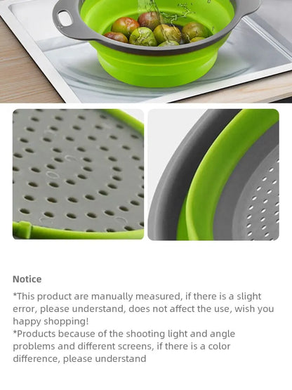 Collapsible Silicone Strainer – Fruit and Vegetable Washing Basket with Handle - iHeimly