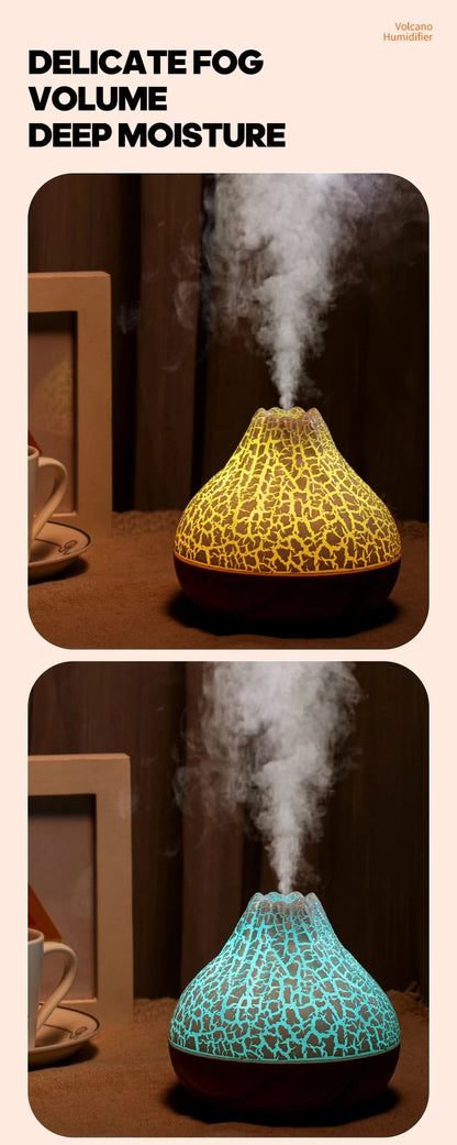 300ml Volcano USB Air Humidifier – Water Mist Diffuser with 7 Color Night Light