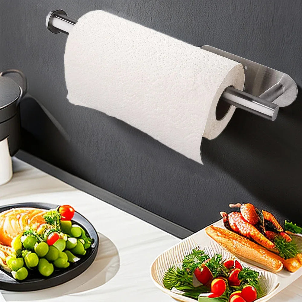 Stainless Steel Paper Towel Holder – Adhesive & Screw Installation