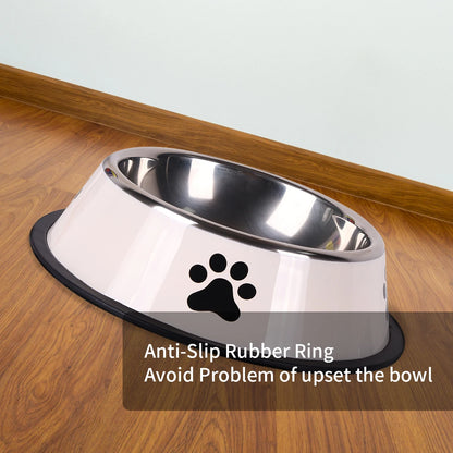 Stainless Steel Pet Bowl with Rubber Bottom