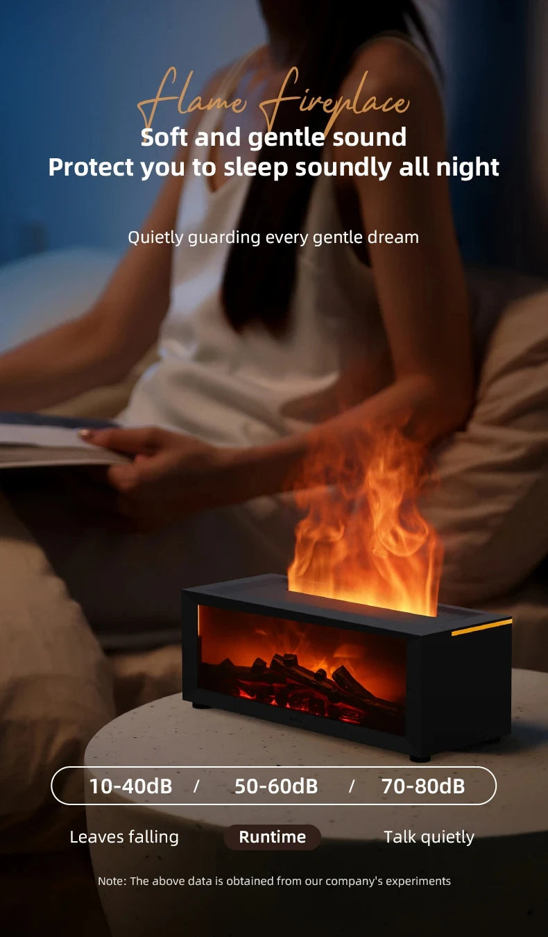 Fireplace Aroma Humidifier – Colorful Flame Air Diffuser with Timer and Remote