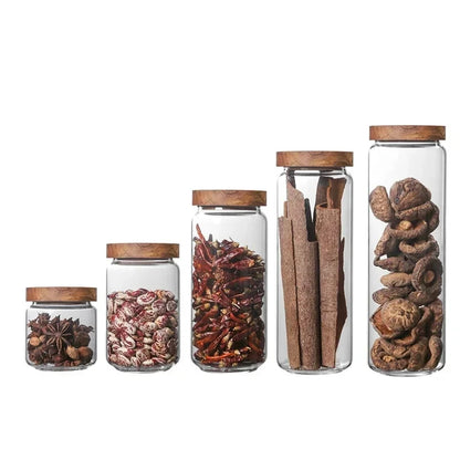 Glass Airtight Canister with Wood Lid