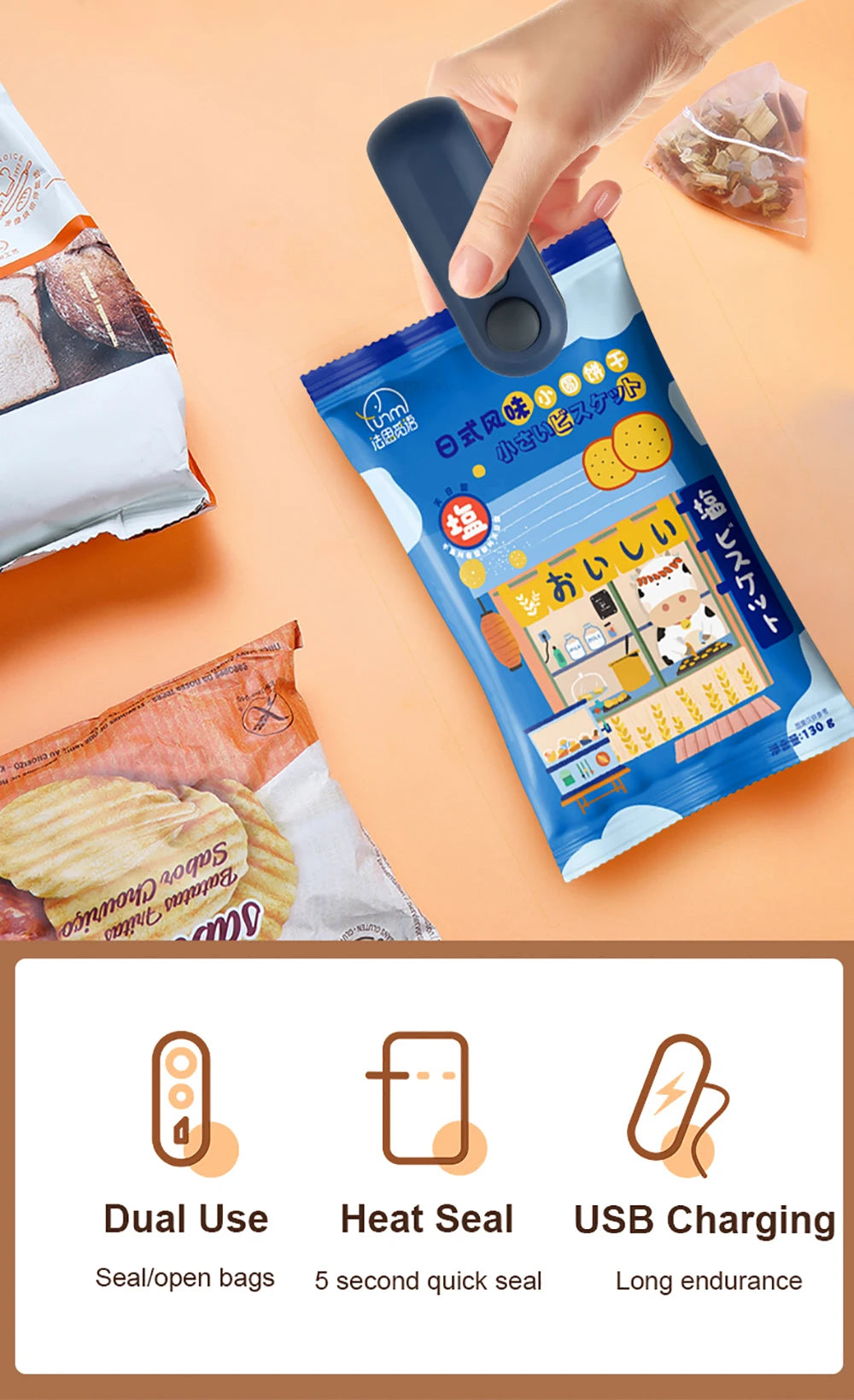 Mini Heat Bag Sealing Machine – Rechargeable Food Sealer for Plastic Bags - iHeimly