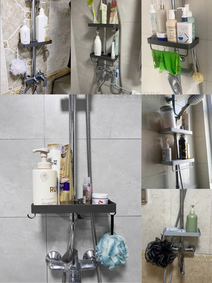 Space Aluminum Bathroom Shower Shelf – Wall-Mounted, No Drilling