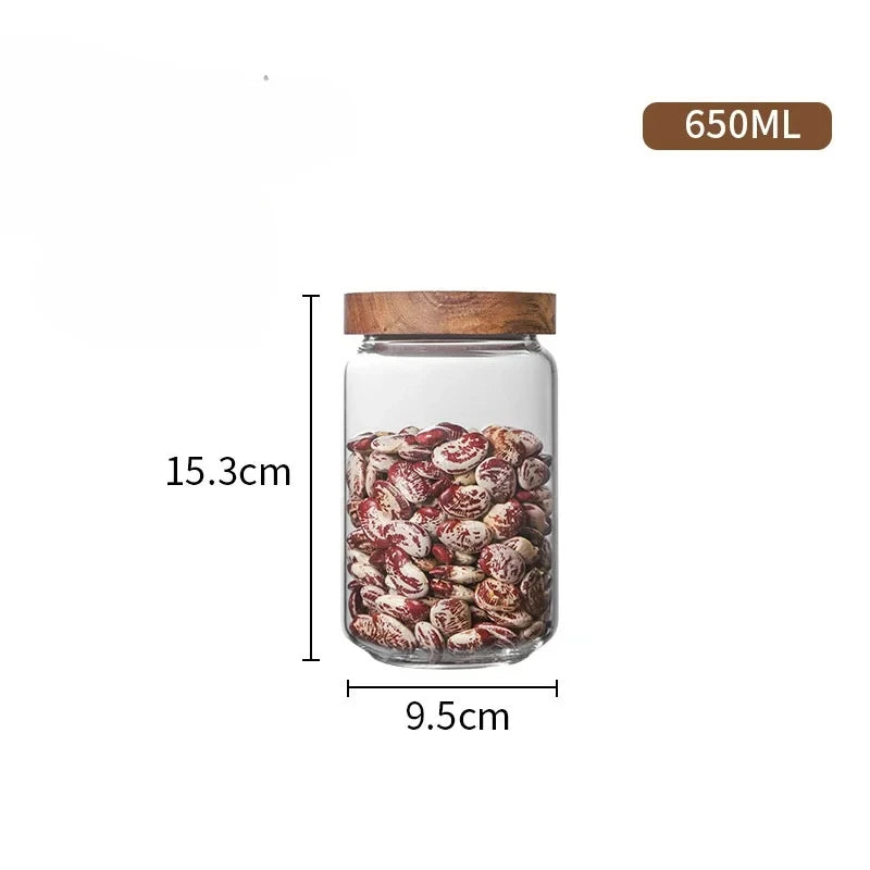 Glass Airtight Canister with Wood Lid