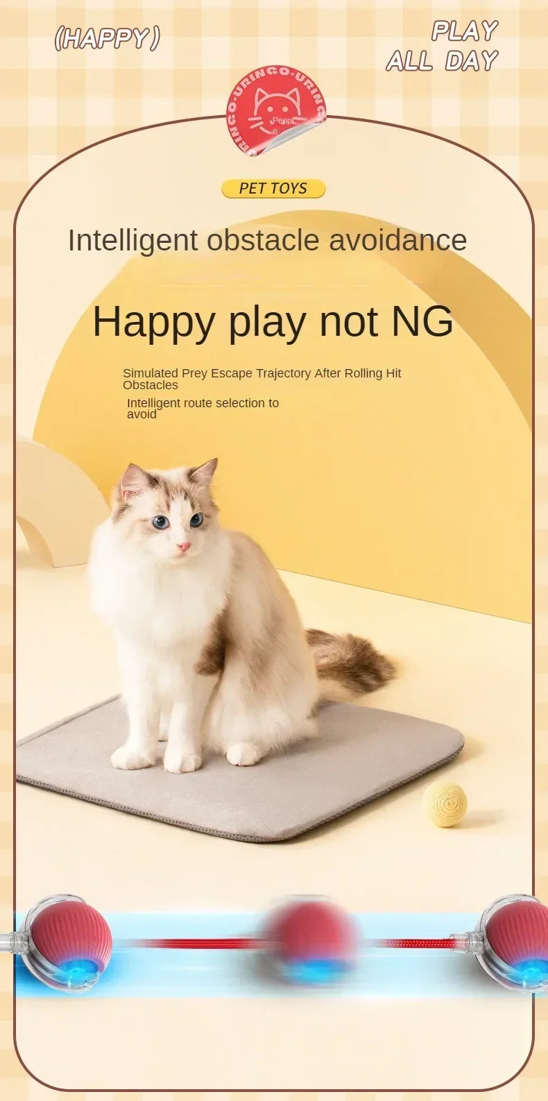 Interactive Cat Ball – Automatic Rolling Electric Toy for Kittens - iHeimly