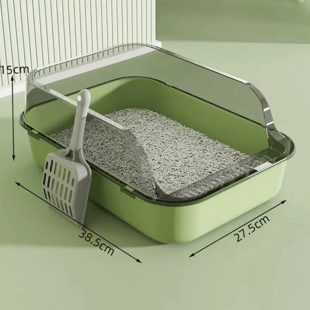 Open Cat Litter Box – Semi-Enclosed Splashproof Pet Toilet