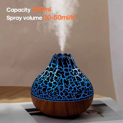 300ml Volcano USB Air Humidifier – Water Mist Diffuser with 7 Color Night Light