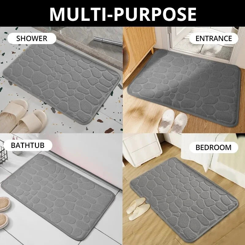 Memory Foam Non-Slip Cobblestone Mat – Soft & Stylish - iHeimly