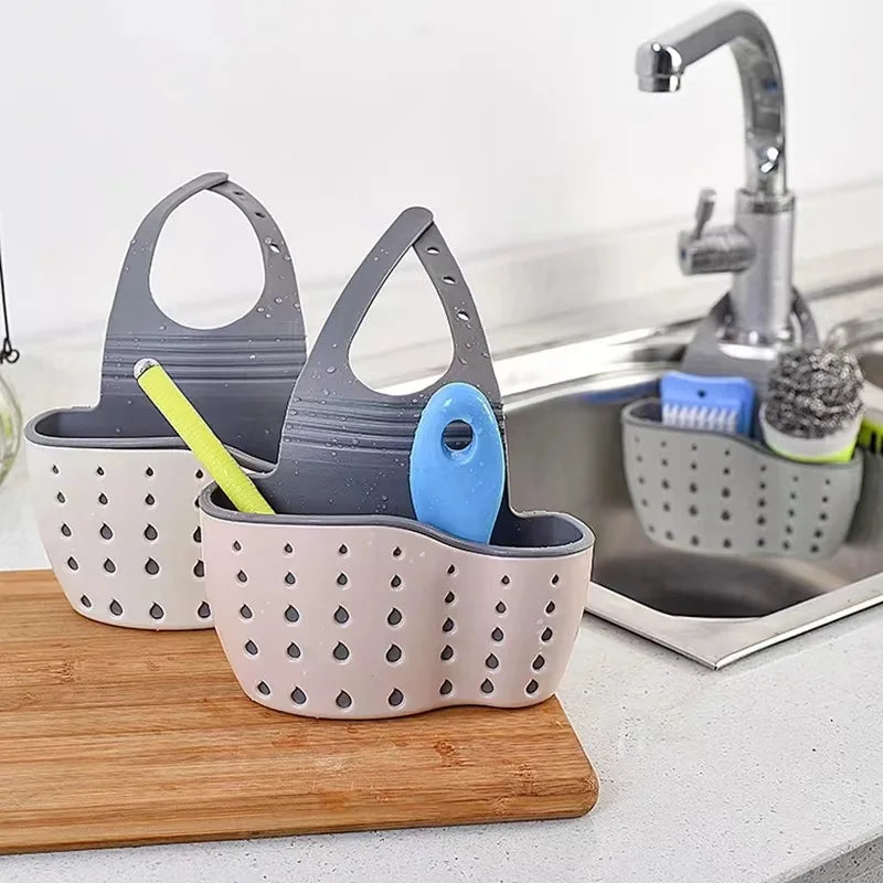 Kitchen Thickened Double Sink Bag – Plastic Drain Basket Storage Rack