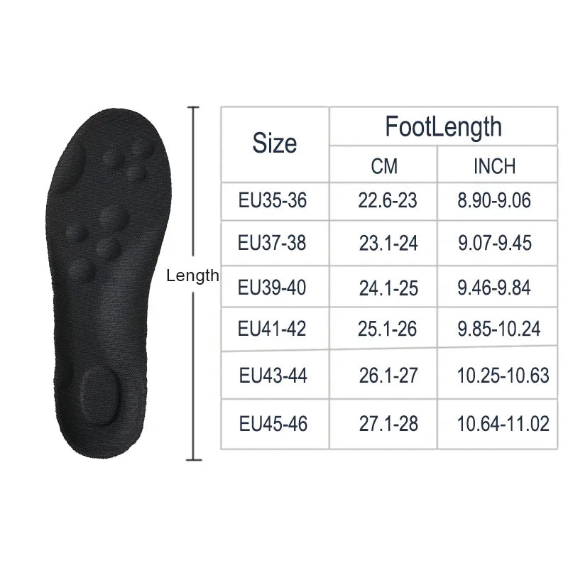 High Elasticity Latex Sport Insoles – Arch Support, Shock Absorption & Breathable Cushion