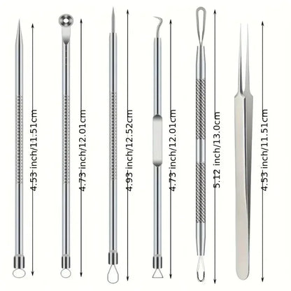 6Pcs Ultra-Precise Pimple Tweezers Set – Acne & Blackhead Removal Tool