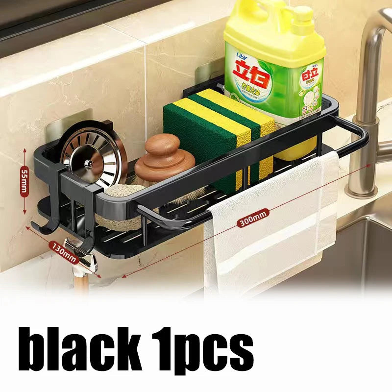 Kitchen Storage Rack – Space Aluminum Sink Tool Cloth Rack - iHeimly