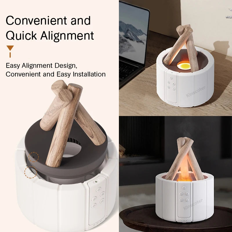 KINSCOTER Campfire Aroma Diffuser – Ultrasonic Humidifier with Flame Effect