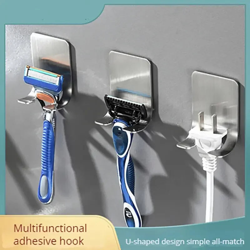 Self-Adhesive Stainless Steel Towel Hooks – Wall-Mounted Razor Hooks