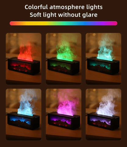 Fireplace Aroma Humidifier – Colorful Flame Air Diffuser with Timer and Remote