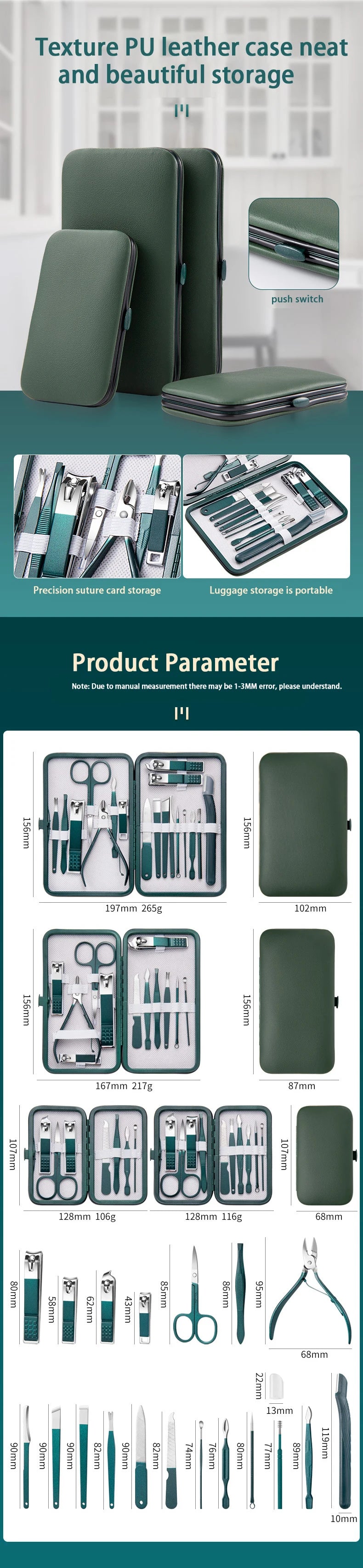 Professional Nail Care Kit – Stainless Steel Manicure & Pedicure Set with Travel Case - iHeimly