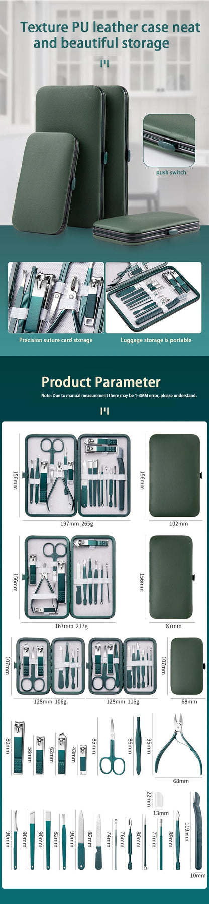 Professional Nail Care Kit – Stainless Steel Manicure & Pedicure Set with Travel Case - iHeimly