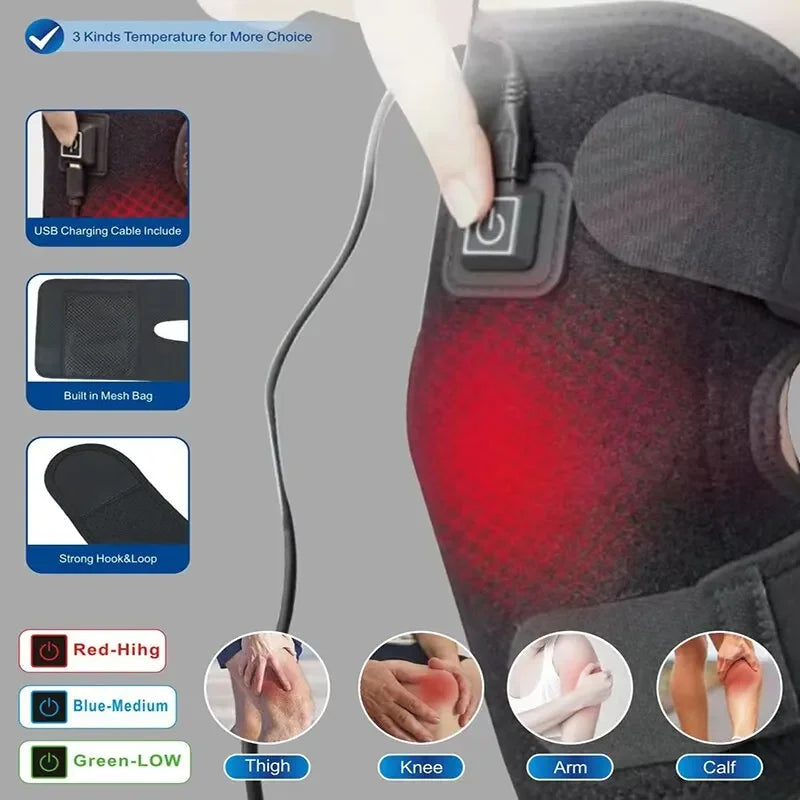 USB Heated Knee Pad – Portable Heating Brace for Arthritis & Joint Relief