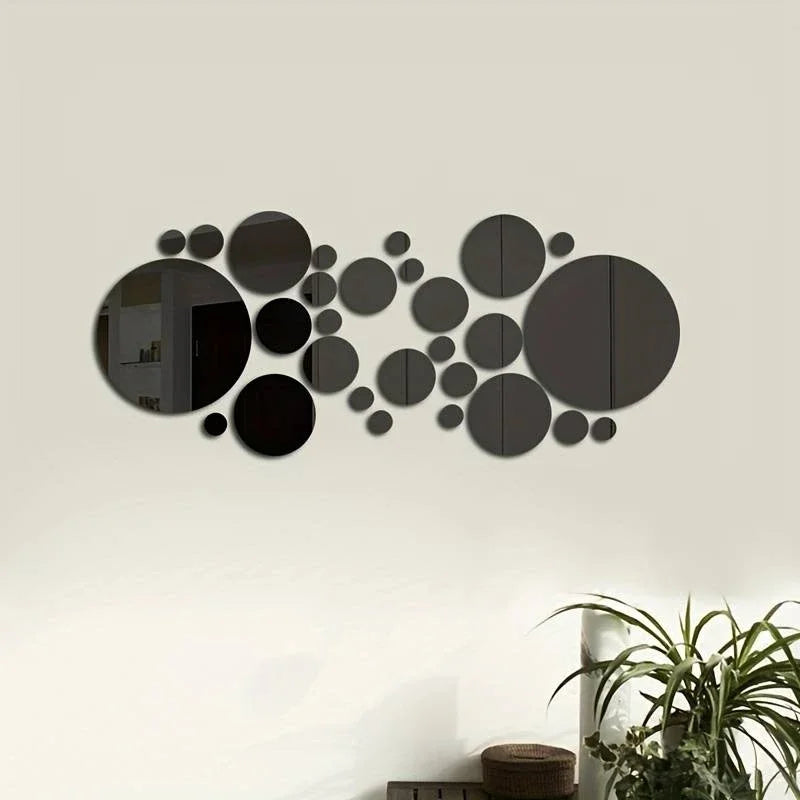 26-Piece 3D Acrylic Round Mirror Wall Stickers – DIY Home Decor - iHeimly