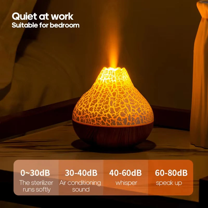 300ml Volcano USB Air Humidifier – Water Mist Diffuser with 7 Color Night Light