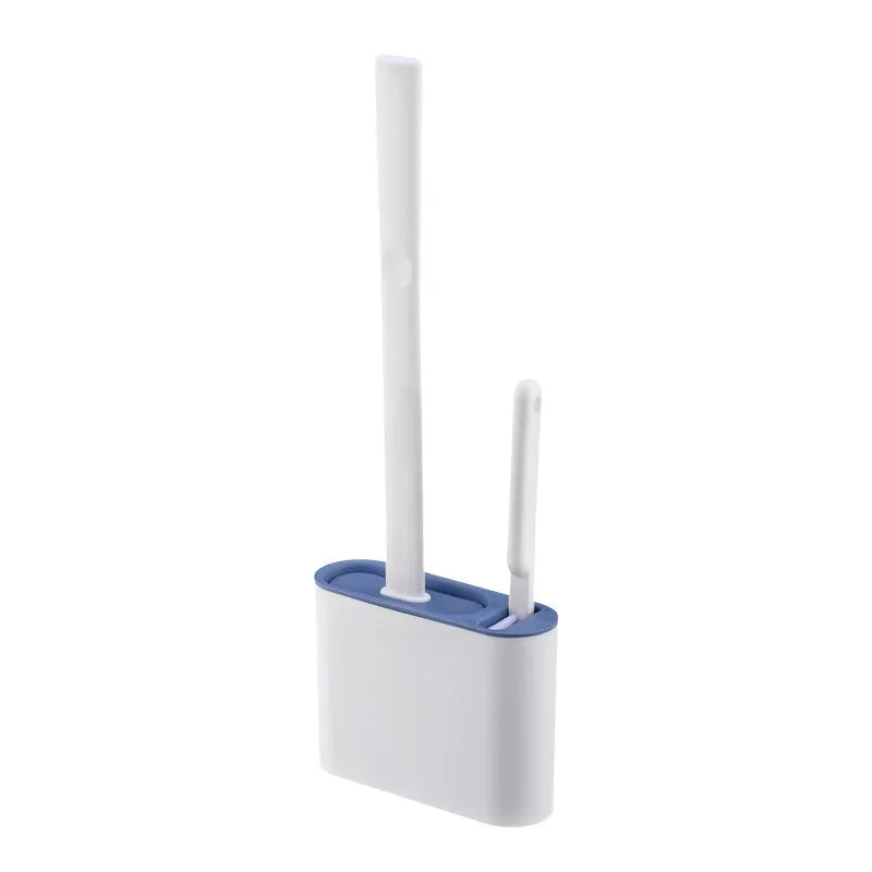 Wall Hanging Toilet Brush Holder – Long Handled Silicone Bristles for Easy Cleaning