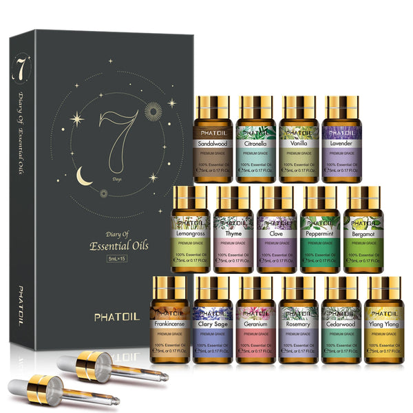 15-Piece Essential Oils Gift Set – Natural Aromatherapy for Diffuser & Humidifier