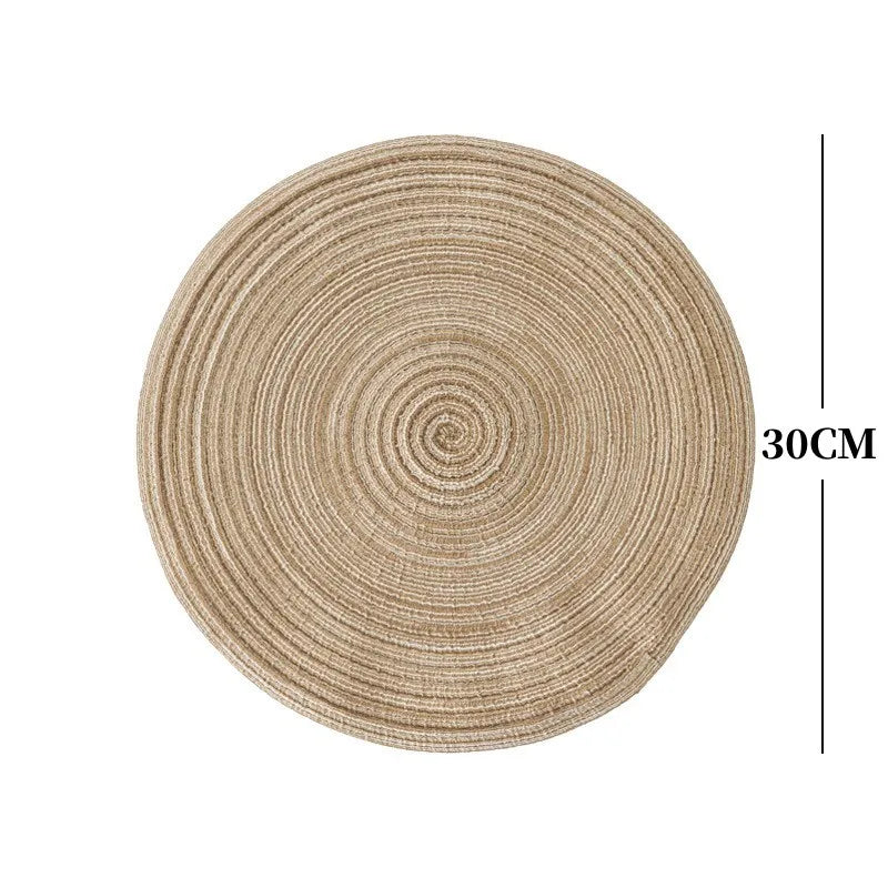 Round Woven Ramie Placemats – Non-Slip Dining Table Mats