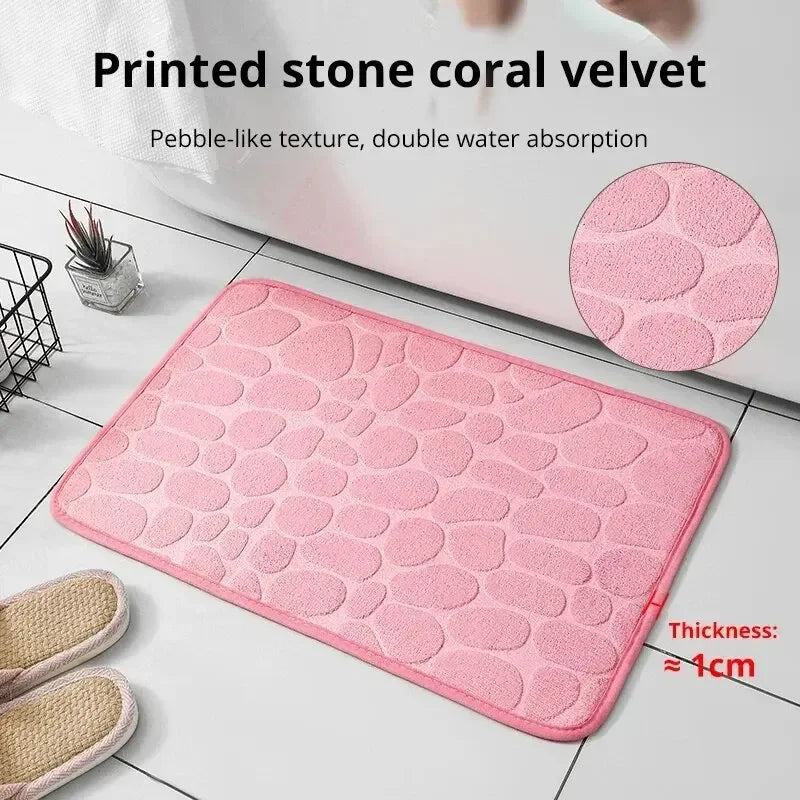 Memory Foam Non-Slip Cobblestone Mat – Soft & Stylish