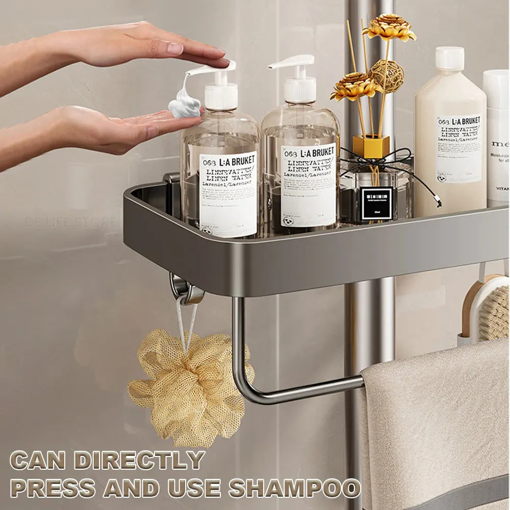 Space Aluminum Bathroom Shower Shelf – Wall-Mounted, No Drilling